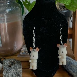 Calico critter bunny earrings